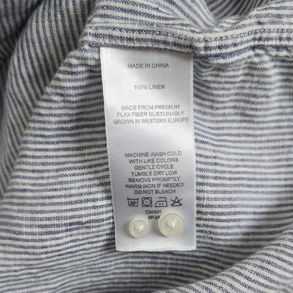 Quince Women's Light Blue Striped Linen Button Down Shirt Med - Picture 6 of 6